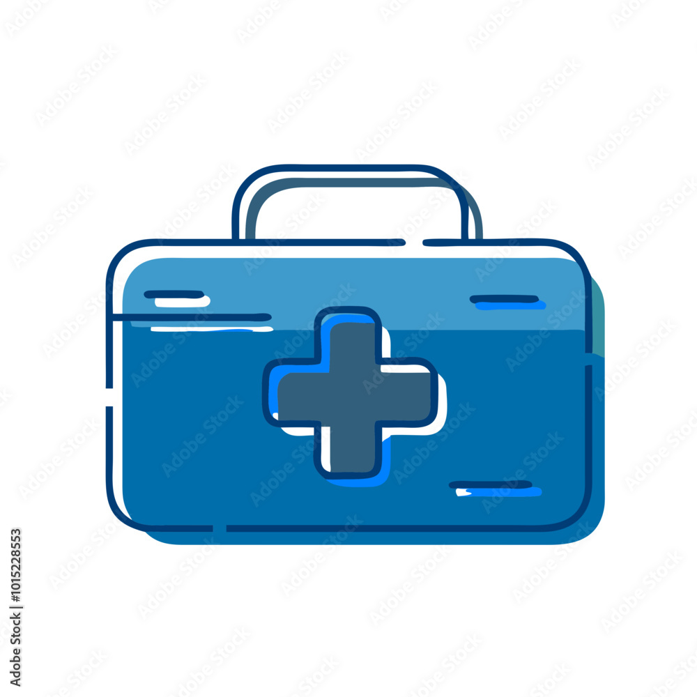 First Aid Kit Icon, Blue Vector for Emergency and Safety. First Aid Kit Icon, Blue Vector for Emergency and Safety.