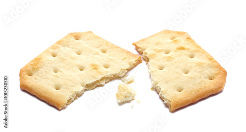 broken cracker biscuit isolated on white background