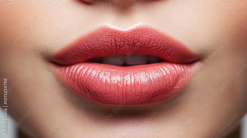 Close-Up of Lips with Glossy Lipstick