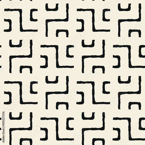 Vector geometric seamless pattern with ethnic patterns.Abstract linear pattern