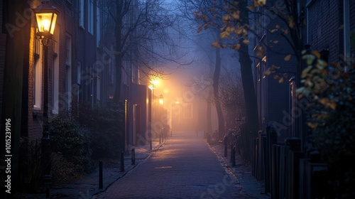 Foggy Street at Night