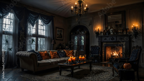 Indoor Halloween Decoration Generative ai
