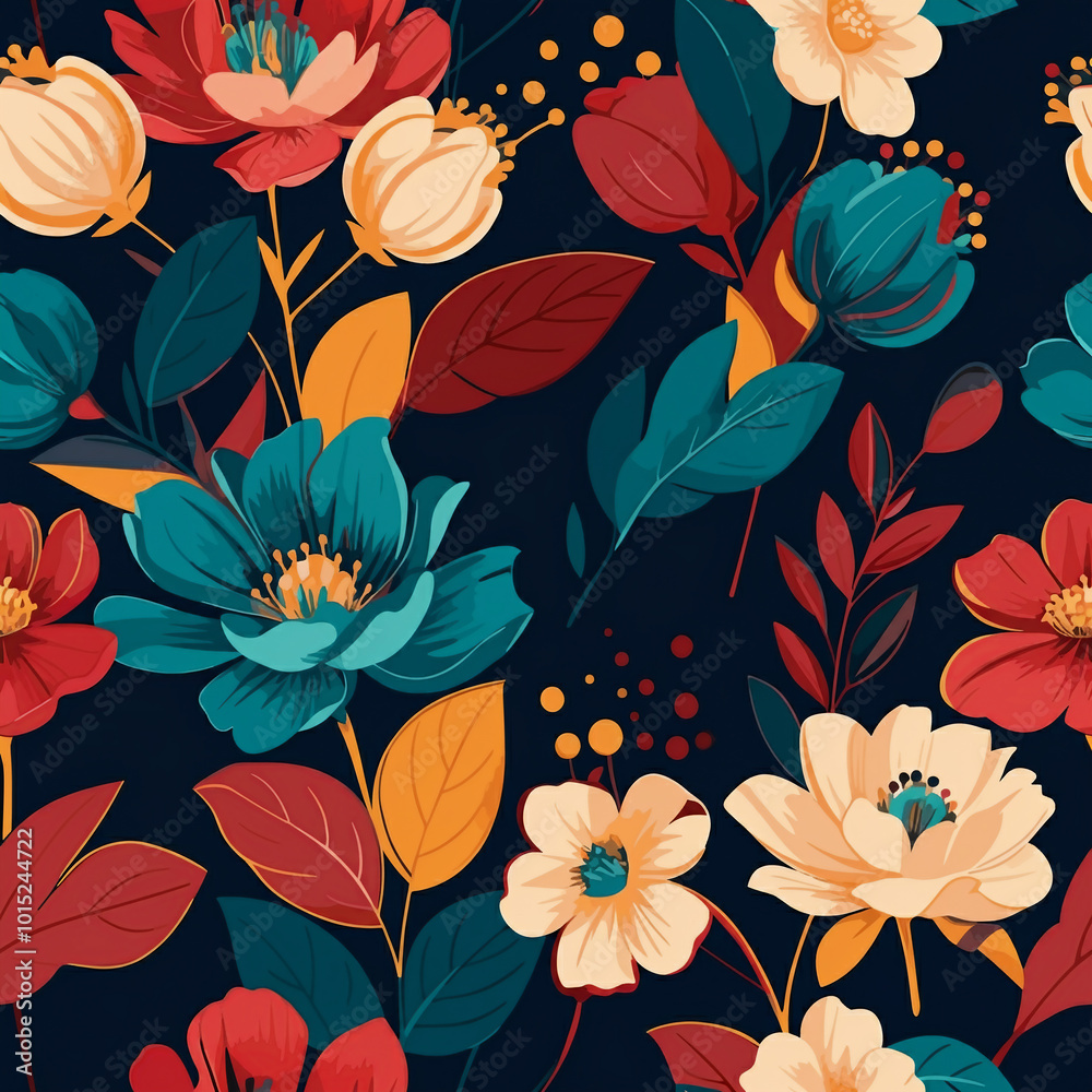 custom made wallpaper toronto digitalFloral seamless pattern dark background repeatable flower texture