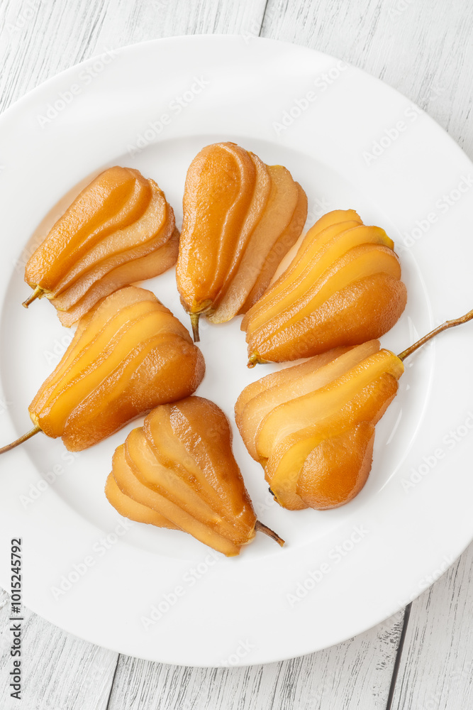 White wine poached pears White wine poached pears