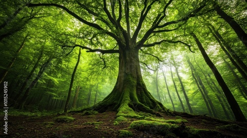 Ancient Tree in a Verdant Forest