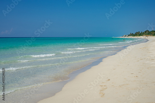 Photography Sun loungers on the shores of the Anlantic Ocean in the city of Varadero on the
