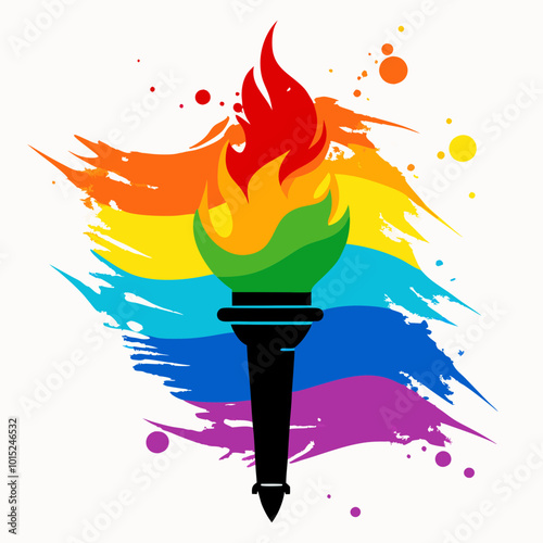  rainbow ink wash olympic flag torch