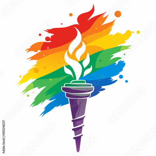  rainbow ink wash olympic flag torch