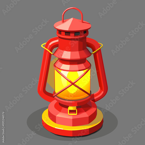 old oil lamp on red background