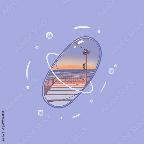 isolated blue capsule with nature inside
