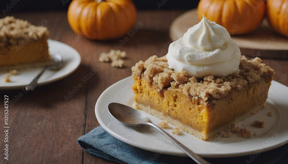 pumpkin crumble dessert with whipped cream