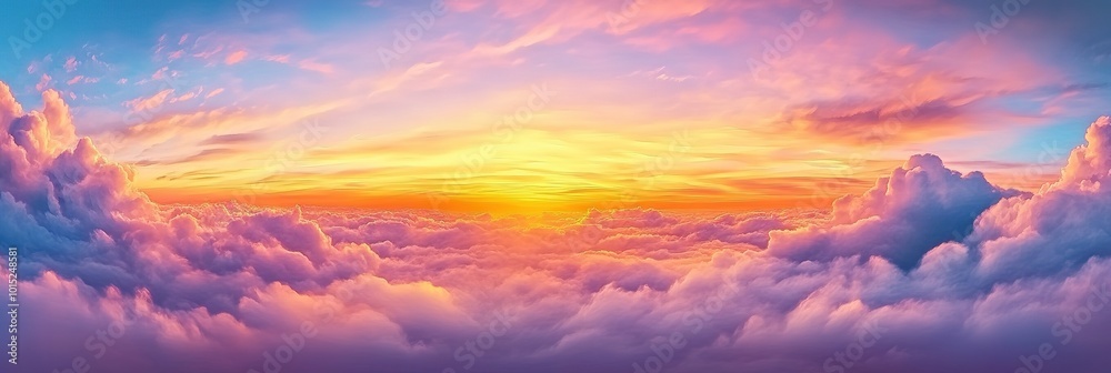 Fototapeta premium Sunset view with clouds background wide background