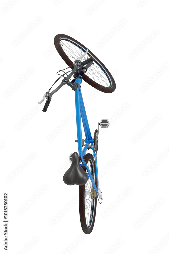 Blue bicycle standing while leaning on kickstand, top view. Bike resting on kick stand isolated on. Png clipart isolated on transparent background Blue bicycle standing while leaning on kickstand, top view. Bike resting on kick stand isolated on. Png clipart isolated on transparent background