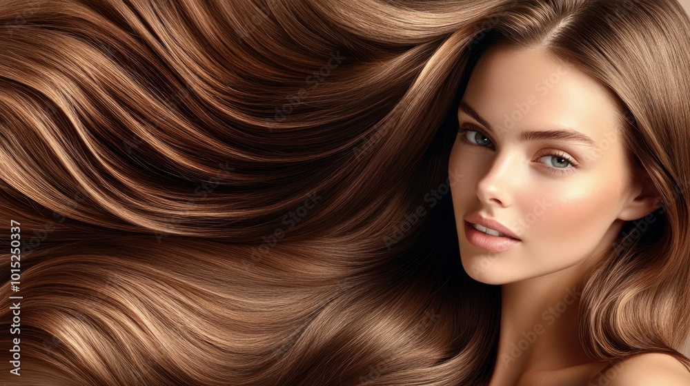 Obraz premium Woman with Long Brown Hair