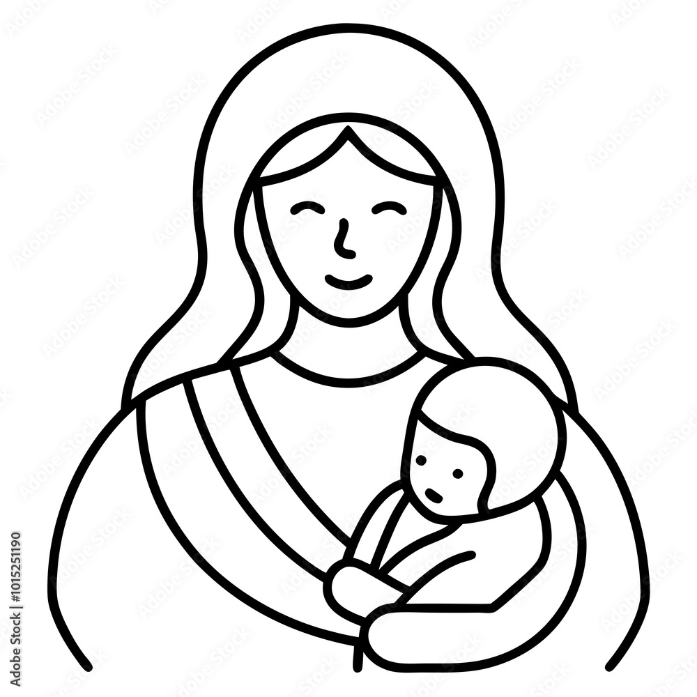 line art mother and baby vector illustration line art mother and baby vector illustration