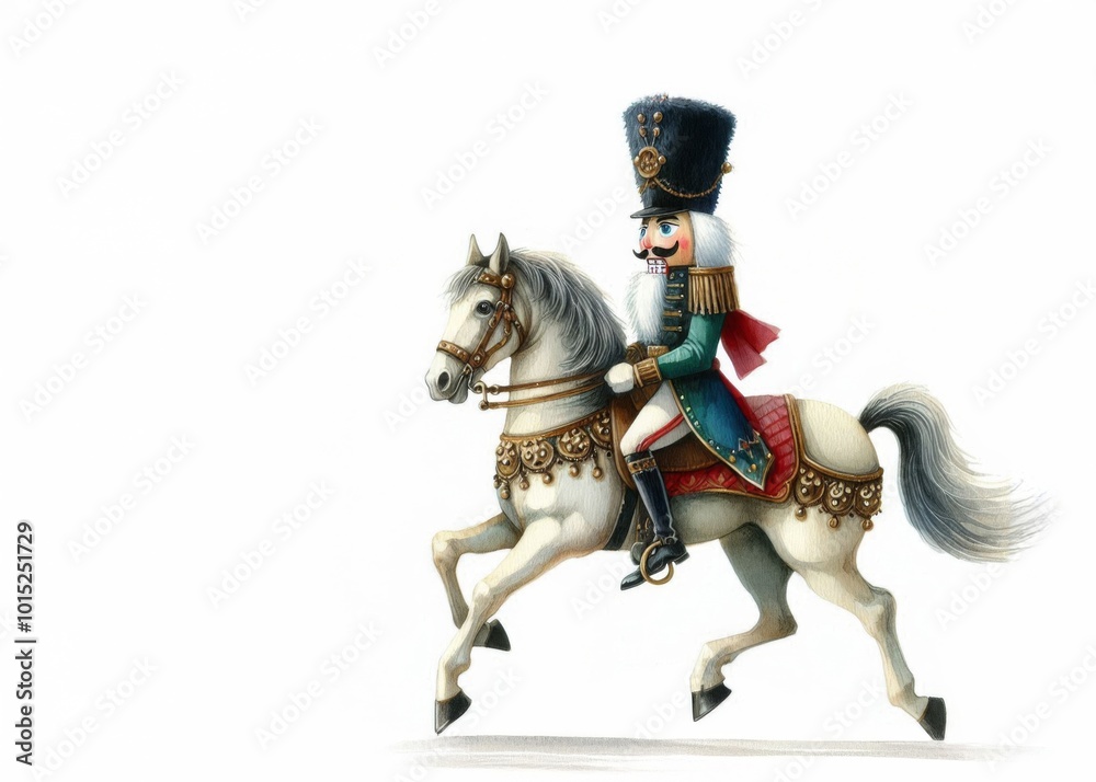 Traditioneller Nussknacker in Uniform auf dem Pferd, weißer Hintergrund. Passt perfekt zu festlichen Anlässen und für die Weihnachtskarte, Platz für Text, generative KI
Traditioneller Nussknacker in Uniform auf dem Pferd, weißer Hintergrund. Passt perfekt zu festlichen Anlässen und für die Weihnachtskarte, Platz für Text, generative KI