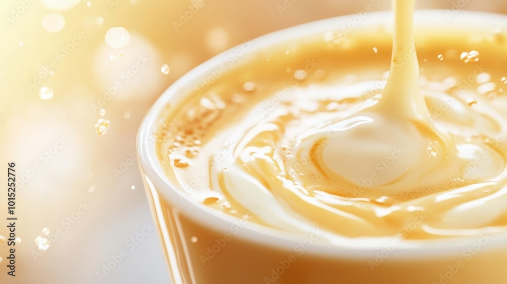 Creamy and Frothy Latte Swirls in Golden Sunlight Creamy and Frothy Latte Swirls in Golden Sunlight