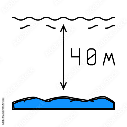 maximum diving depth on course line icon vector. maximum diving depth on course sign. isolated symbol illustration