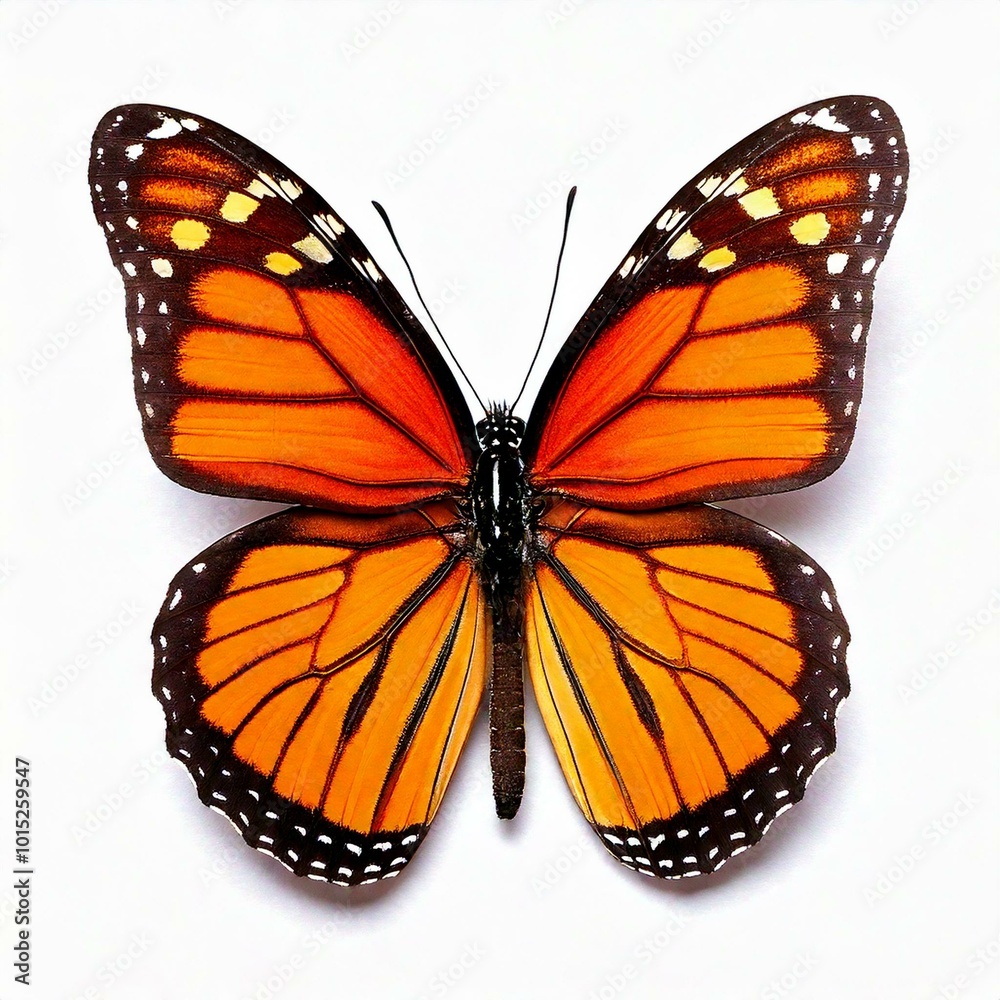 Monarch Butterfly (Danaus Plexippus) Isolated on White, Top View Monarch Butterfly (Danaus Plexippus) Isolated on White, Top View