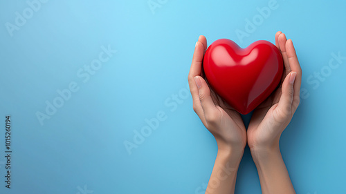 Fingers together with a cute mini heart. Paper craft on white background. Valentine's Day