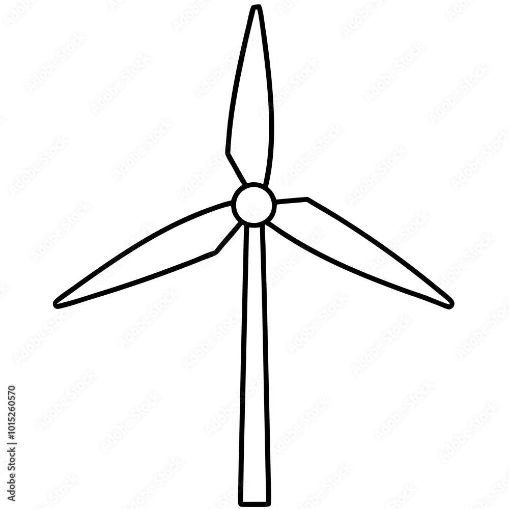 Wind turbine line art vector