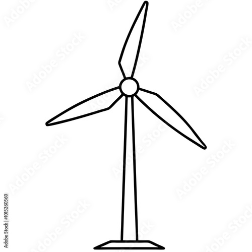 Wind turbine line art vector