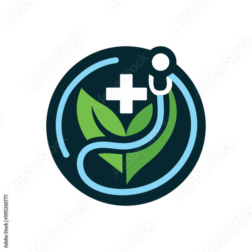HealthCare icon, Medical Hospital cross Icon,Natural green health and medical logo.