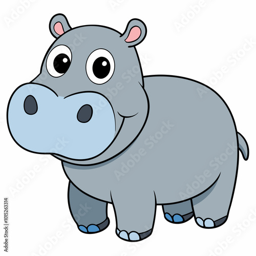 animal, cartoon, hippo, illustration, vector, mammal, rhino, hippopotamus, wild, wildlife, zoo, rhinoceros, safari, fun, baby, nature, art, elephant, character, bear, drawing, pig, comic, 