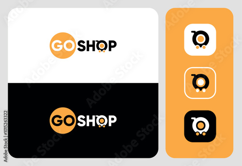 go shop logo cart o letter design