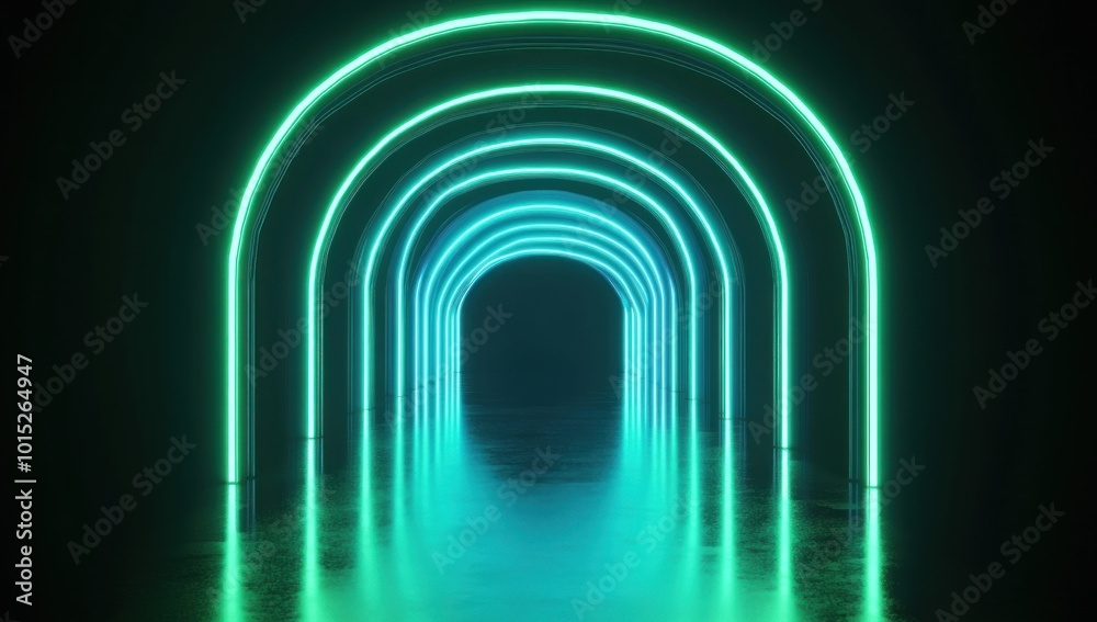 Fototapeta premium Neon Archway Tunnel