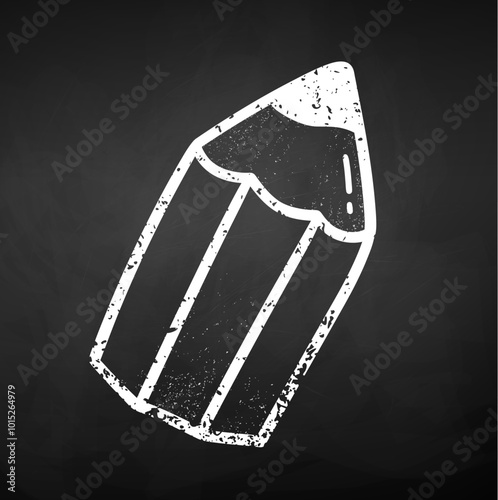 Chalk drawn line art vector illustration of pencil stub on chalkboard background