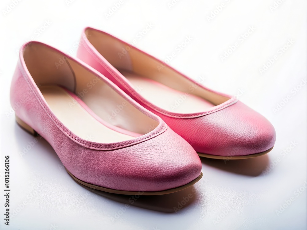 Elegant pink ballet flats set on a clean white canvas, ideal for fashion lovers eager to blend style and comfort effortlessly into their wardrobe.