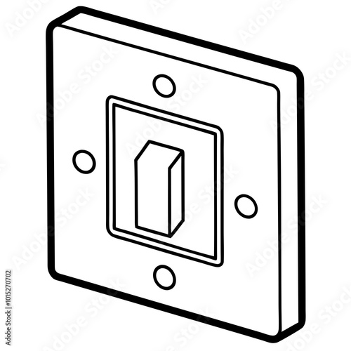 Wall-mounted light switch line art vector