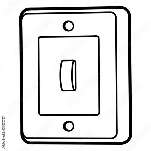 Wall-mounted light switch line art vector