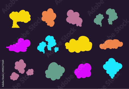 Smell cloud bad stink smelly armpit isolated set. Vector flat graphic design illustration