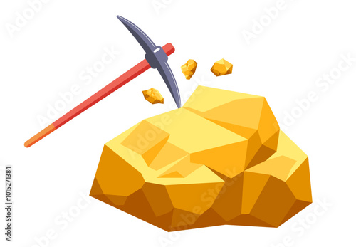 Mining coal minerals gold concept. Vector flat graphic design element concept illustration