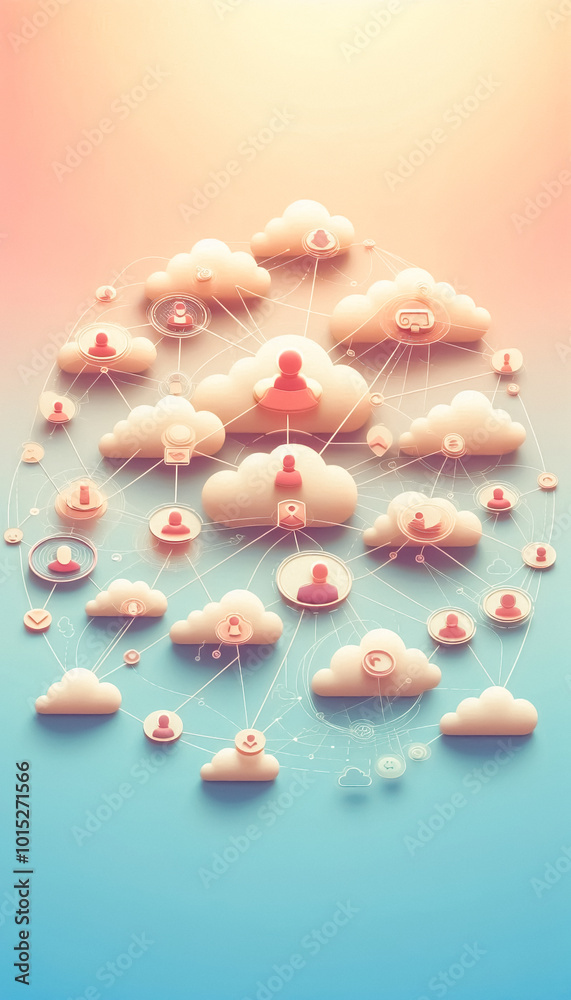 online connection illustration in pale colors online connection illustration in pale colors