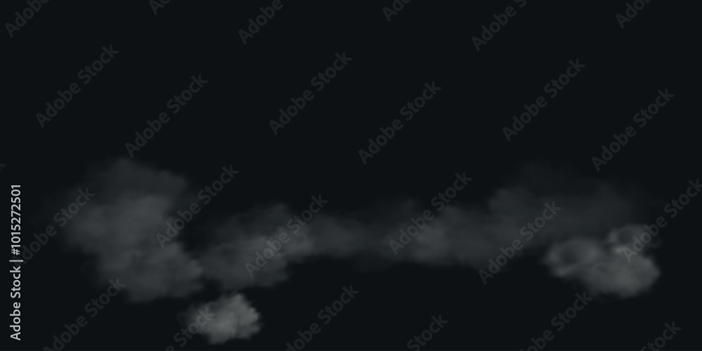 Fototapeta premium Realistic illustration of gray thick fog. Vector on a black background 