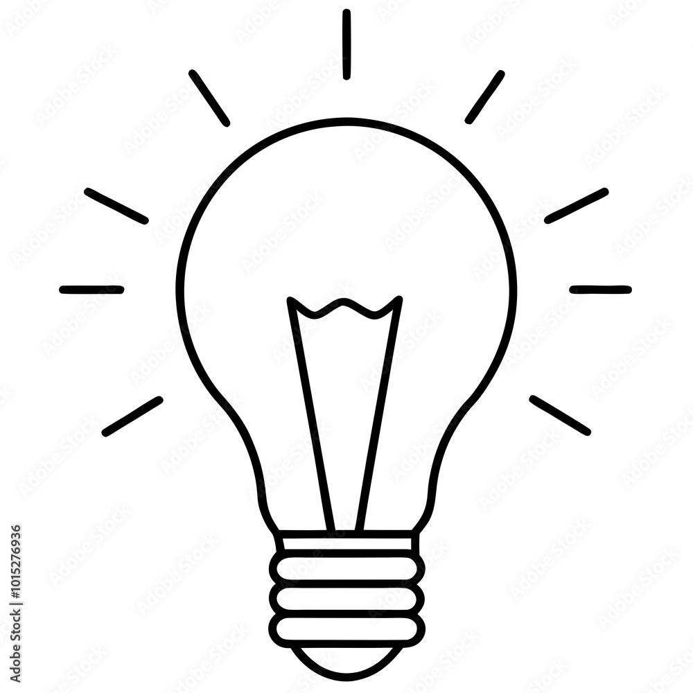 Light bulb with glowing filaments line art vector Light bulb with glowing filaments line art vector