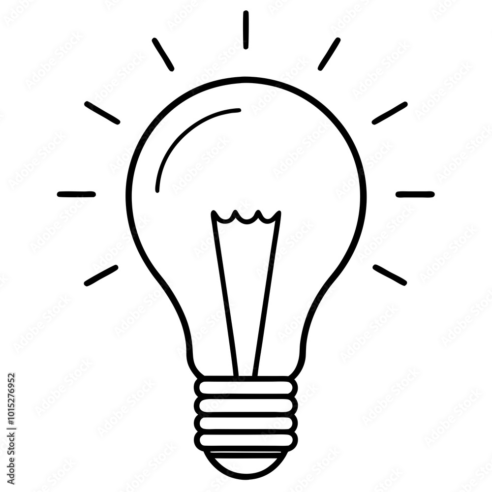 Light bulb with glowing filaments line art vector Light bulb with glowing filaments line art vector