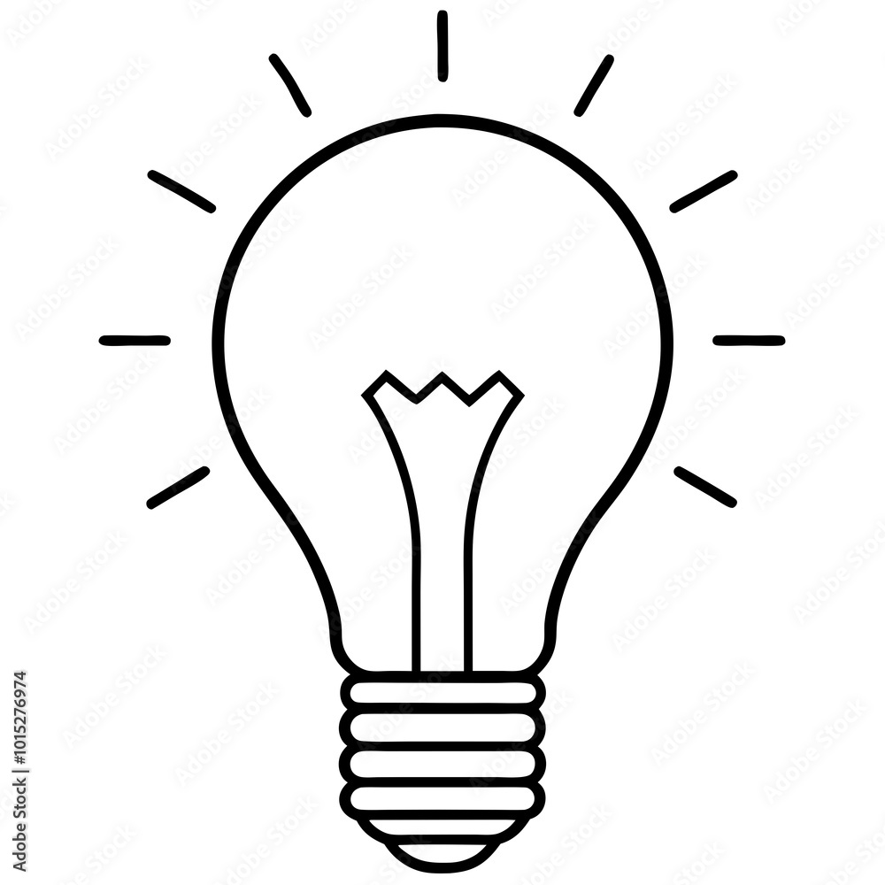 Light bulb with glowing filaments line art vector Light bulb with glowing filaments line art vector