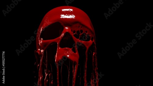 Bloody skull - Skull made out of dripping and oozing blood - closeup view