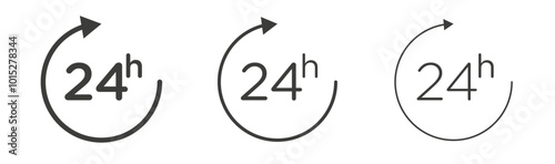 24 Hrs liner icon vector set.