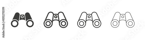 Binoculars liner icon vector set.