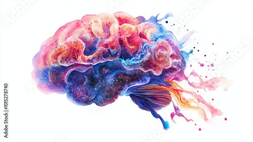 watercolor brain illustration beautiful abstract brain