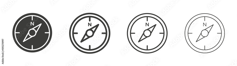 Compass liner icon vector set. Compass liner icon vector set.