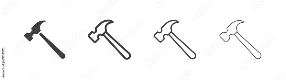 Hammer liner icon vector set. Hammer liner icon vector set.