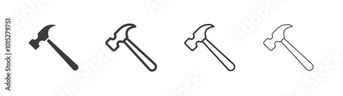 Hammer liner icon vector set.