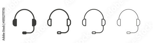 Headphones liner icon vector set.