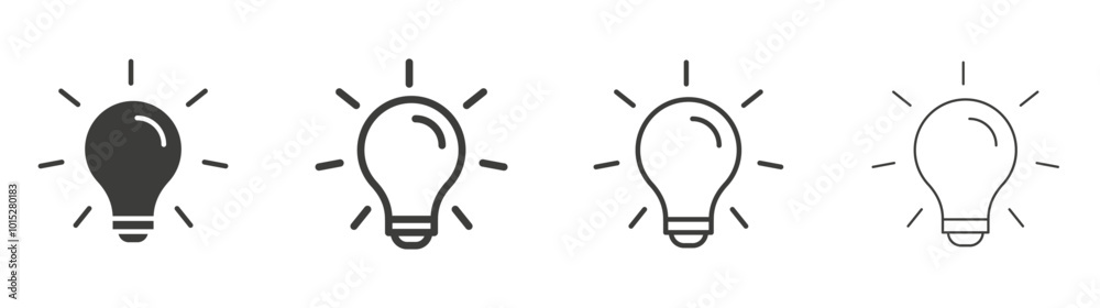 Lightbulb liner icon vector set. Lightbulb liner icon vector set.